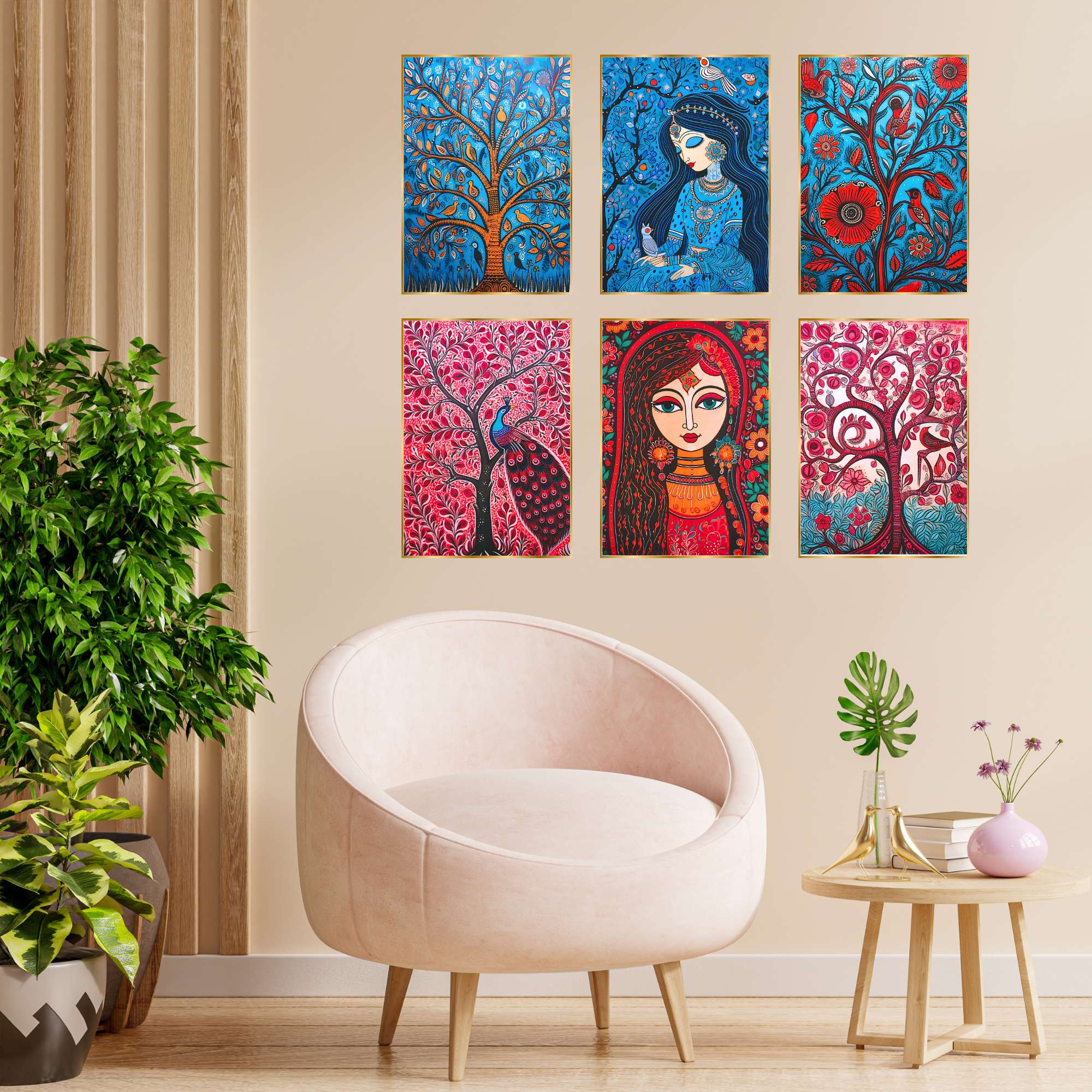 Set of Six Wall Paintings for Wall Dacoration Golden Framed Wall Paintings for Living Room & Bedroom Wall Art for Home Decoration & Office Wall Décor (17x13 inch CH-GD6-1) - Image 2